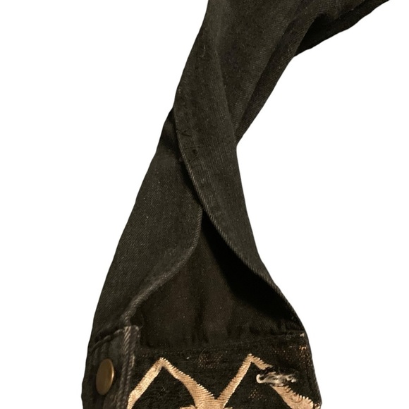 Denim Jacket Womens Southwest Aztec Print Boho Black Jean Coat Medium? - Picture 5 of 10